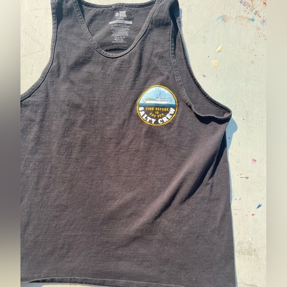 Women’s Salty Crew Tank Top Black Refuge Logo L Fishing Ocean Decks Adventure - Picture 6 of 13